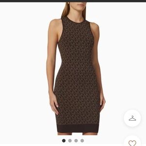 Michael Kors Brown Logo Tank Mini Dress in Recycled Jacquard ✨brand new✨